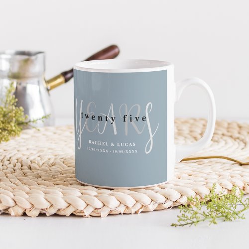 25th Silver Blue Wedding Anniversary Gift Coffee Mug