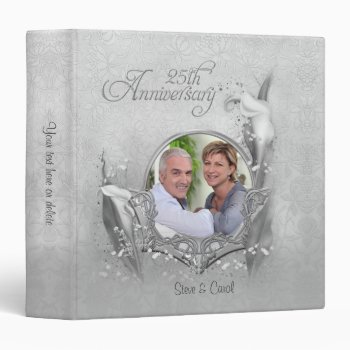 25th Silver Calla Photo Anniversary - Customize Binder by SpiceTree_Weddings at Zazzle