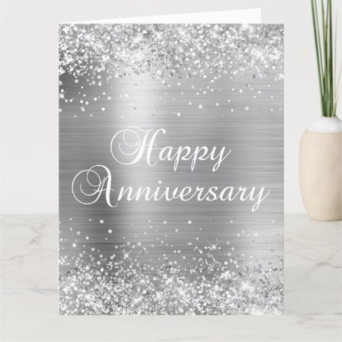 25th Silver Happy Wedding Anniversary Card