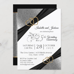 25th Silver Heart Anniversary Design Invitation