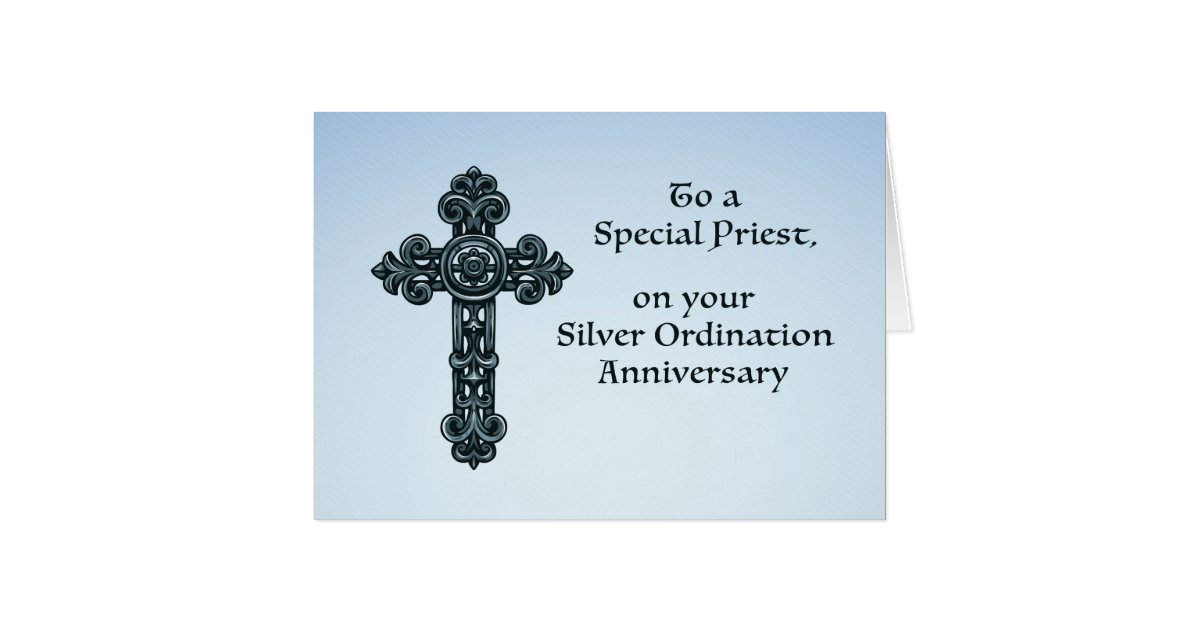 25th Silver Ordination Anniversary Priest Cross Card