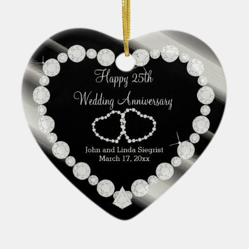 25th Silver Photo Wedding Anniversary Ceramic Ornament | Zazzle