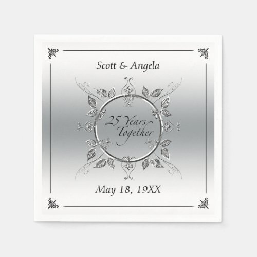 25th Silver Wedding Anniversary  25 Years Elegant Napkins