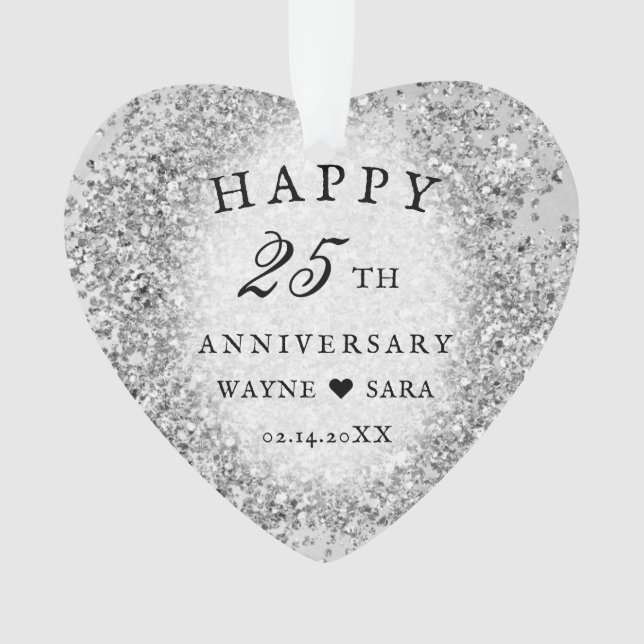 25th Silver Wedding Anniversary 2 Ornament (Front)
