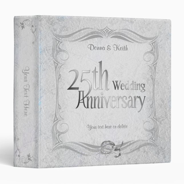 25th Silver Wedding Anniversary 3 Ring Binder (Front/Spine)
