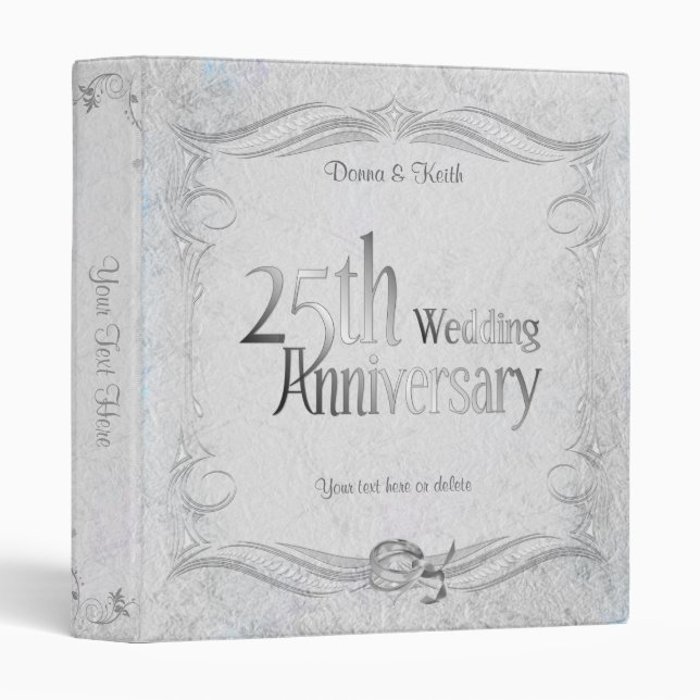 25th Silver Wedding Anniversary 3 Ring Binder (Front/Spine)