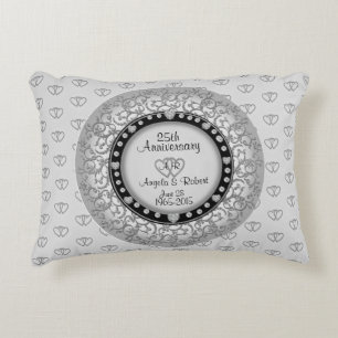 25th Silver Wedding Anniversary Accent Pillow