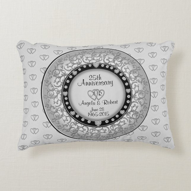 25th Silver Wedding Anniversary Accent Pillow (Front)