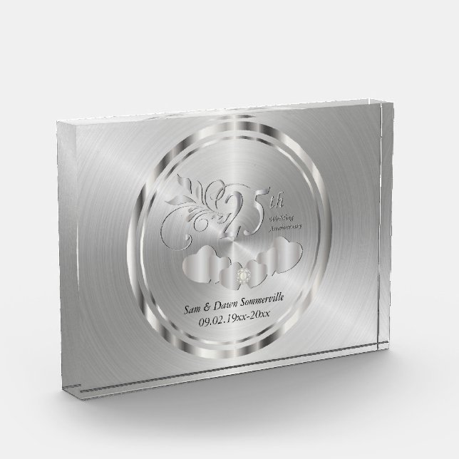 25th Silver Wedding Anniversary Acrylic Award (Left)
