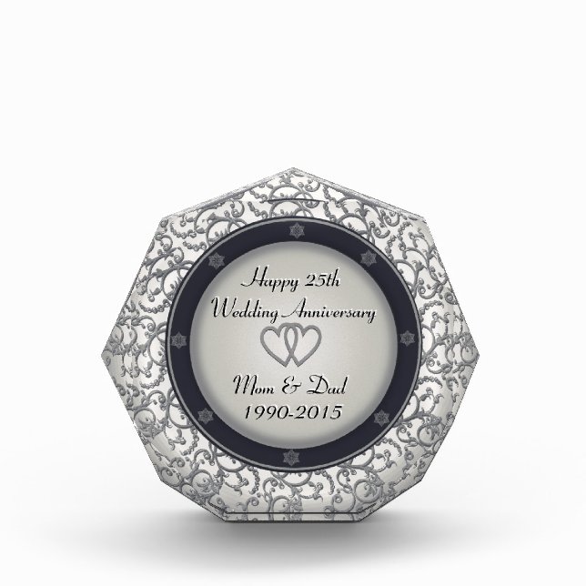 25th Silver Wedding Anniversary Acrylic Award (Front)