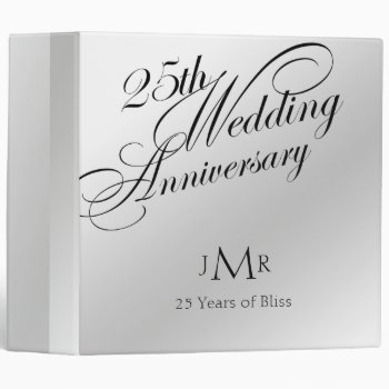 25th Silver Wedding Anniversary Binder by NoteableExpressions at Zazzle
