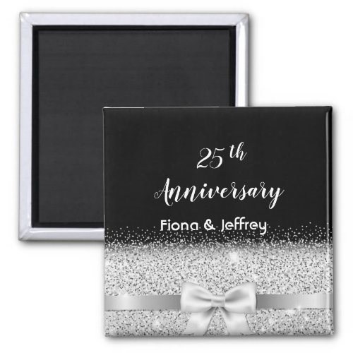 25th silver wedding anniversary black magnet