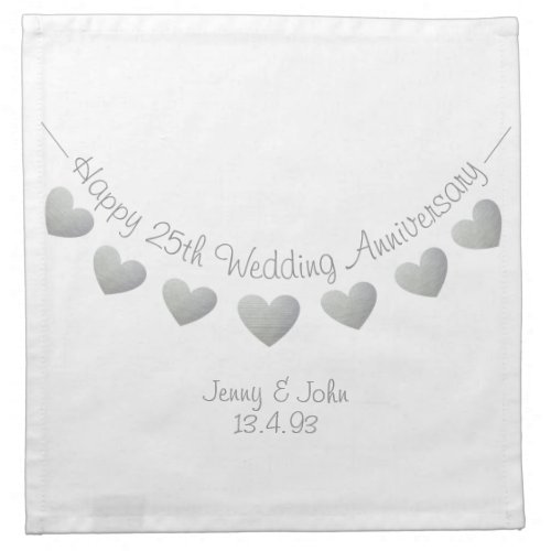 25th Silver Wedding anniversary bunting design Cloth Napkin