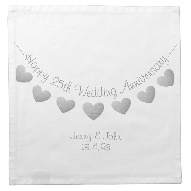 25th Silver Wedding anniversary bunting design Cloth Napkin (Front)
