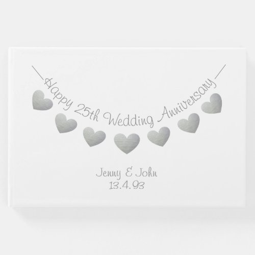 25th Silver Wedding anniversary bunting design Guest Book