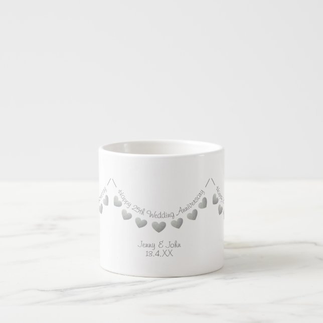 25th Silver Wedding Anniversary bunting Espresso Cup (Front)