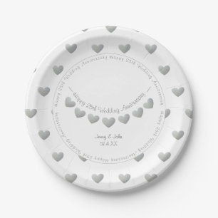 25th Silver Wedding anniversary bunting Paper Plates