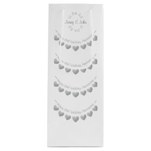 25th Silver Wedding Anniversary bunting white Wine Gift Bag