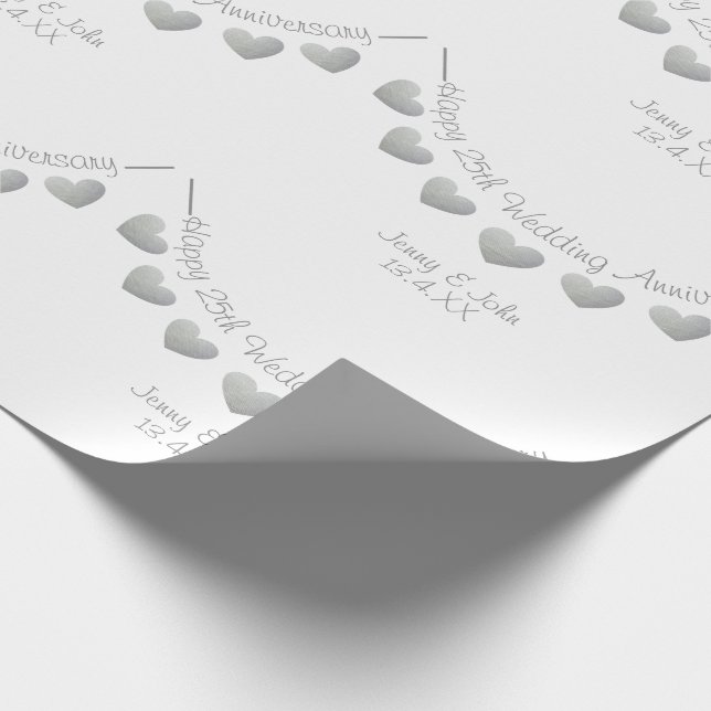 25th Silver Wedding Anniversary bunting white Wrapping Paper (Corner)