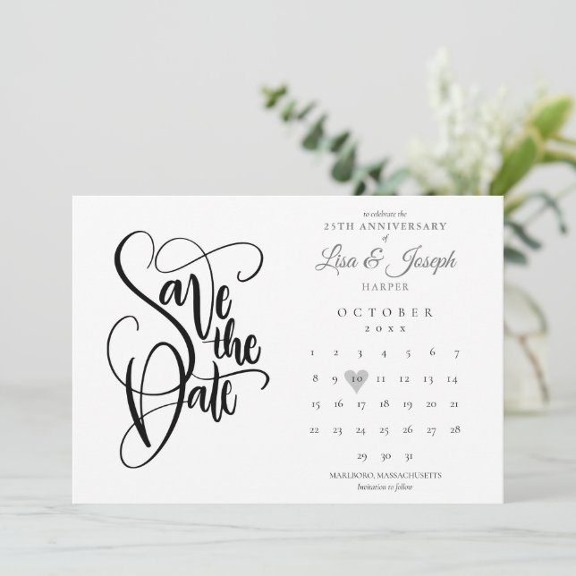 25th Silver Wedding Anniversary Calendar Photo Save The Date | Zazzle