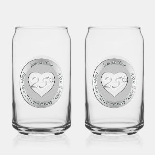 25th Silver Wedding Anniversary  Can Glass