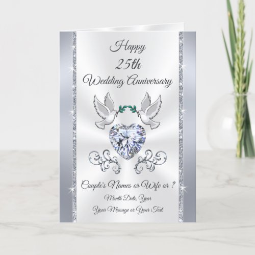 25th Silver Wedding Anniversary Cards for Wife or