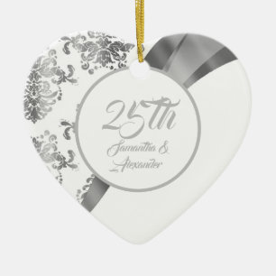 25th Silver wedding Anniversary Ceramic Ornament