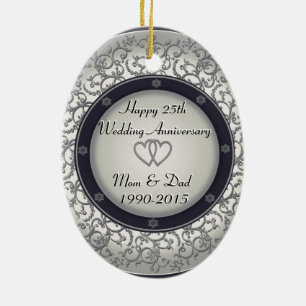 25th Silver Wedding Anniversary Ceramic Ornament