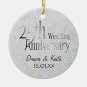 25th Silver Wedding Anniversary Ceramic Ornament
