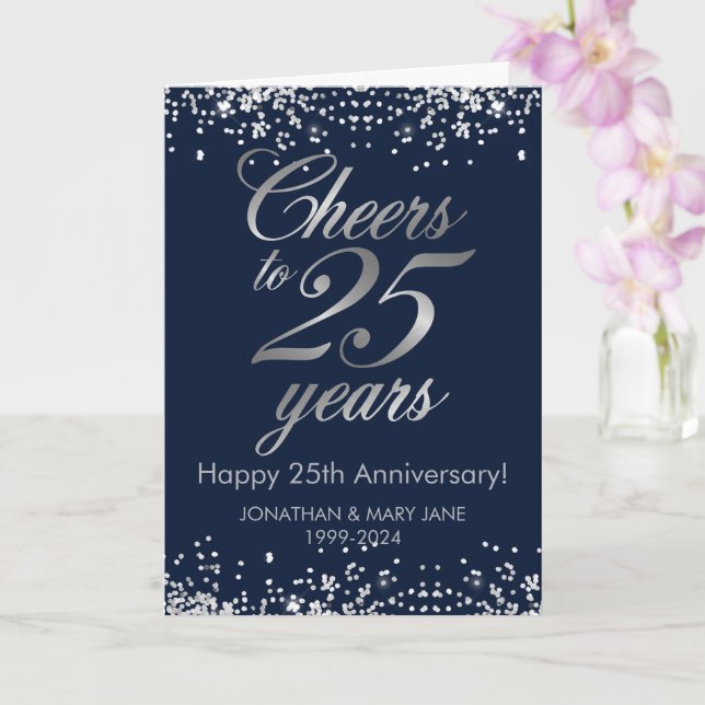 25th Silver Wedding Anniversary Cheers Card (Orchid)