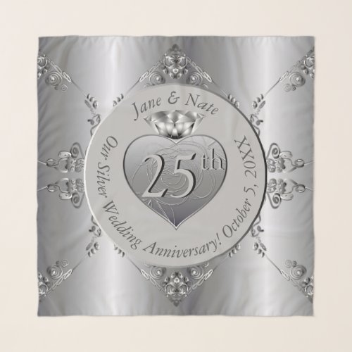 25th Silver Wedding Anniversary Chiffon Scarf