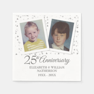 25th Silver Wedding Anniversary Childhood Photos Napkins