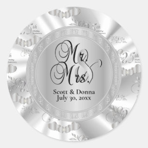 25th Silver Wedding Anniversary Classic Round Sticker