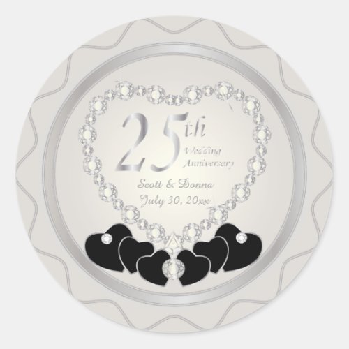 25th Silver Wedding Anniversary Classic Round Sticker