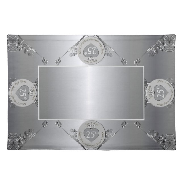 25th Silver Wedding Anniversary Cloth Placemat (Front)