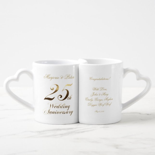 25th Silver Wedding Anniversary Coffee Mug Set (Front Nesting)