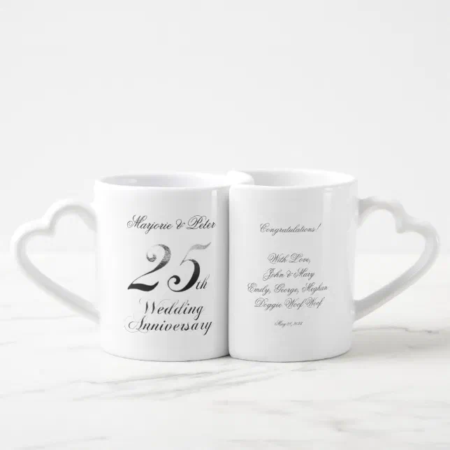 25th Silver Wedding Anniversary Coffee Mug Set | Zazzle