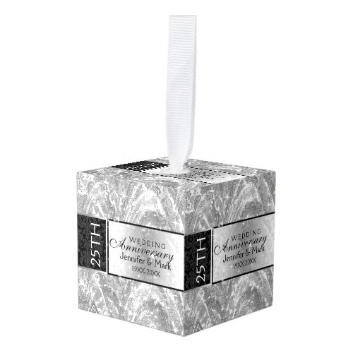 25th Silver  Wedding Anniversary Cube Ornament