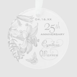 25th Silver Wedding Anniversary Custom Keepsake Ornament