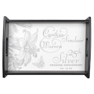 25th Silver Wedding Anniversary Custom Keepsake Serving Tray