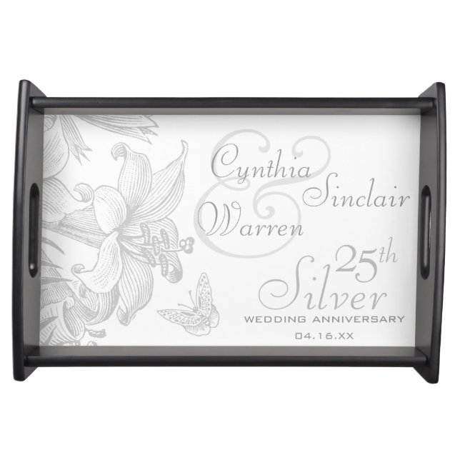 25th Silver Wedding Anniversary Custom Keepsake Serving Tray (Front)