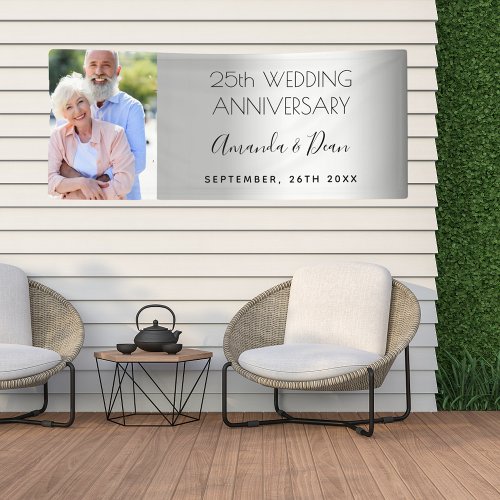 25th silver wedding anniversary custom photo banner