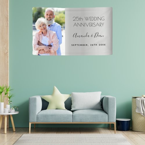 25th silver wedding anniversary custom photo banner