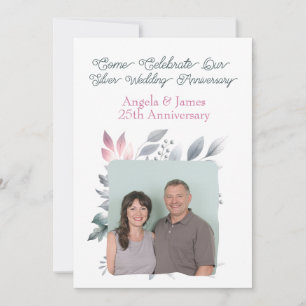25th Silver Wedding Anniversary Custom Photo Invitation