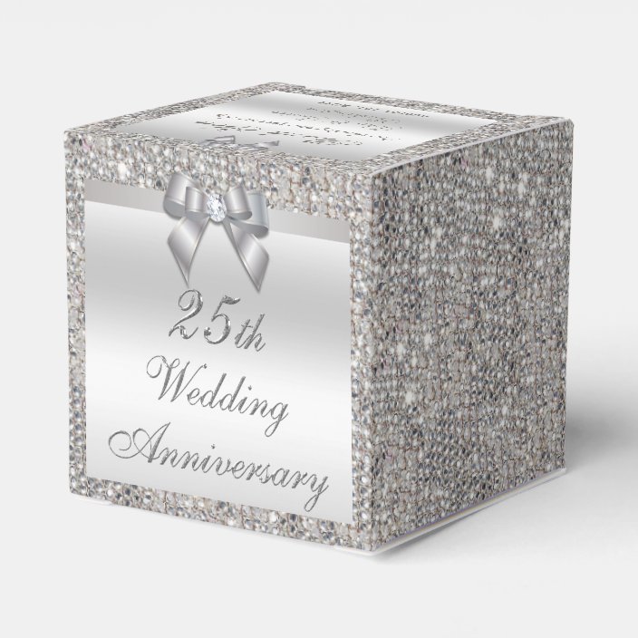 25th Anniversary Party Favors
 25th Silver Wedding Anniversary Custom Thank You Favor Box