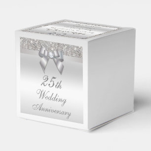 25th Silver Wedding Anniversary Custom Thank You Favor Boxes