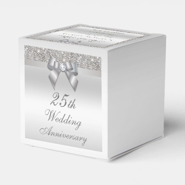 25th Silver Wedding Anniversary Custom Thank You Favor Boxes (Back Side)