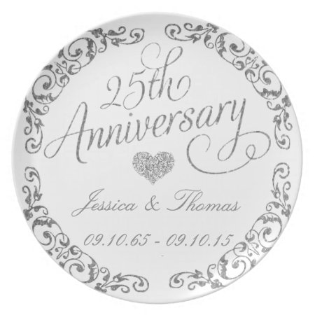 25th Silver Wedding Anniversary Decorative Plate