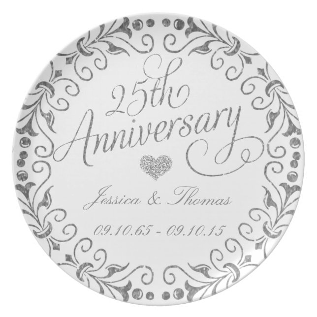25th Silver Wedding Anniversary Decorative Plate (Front)