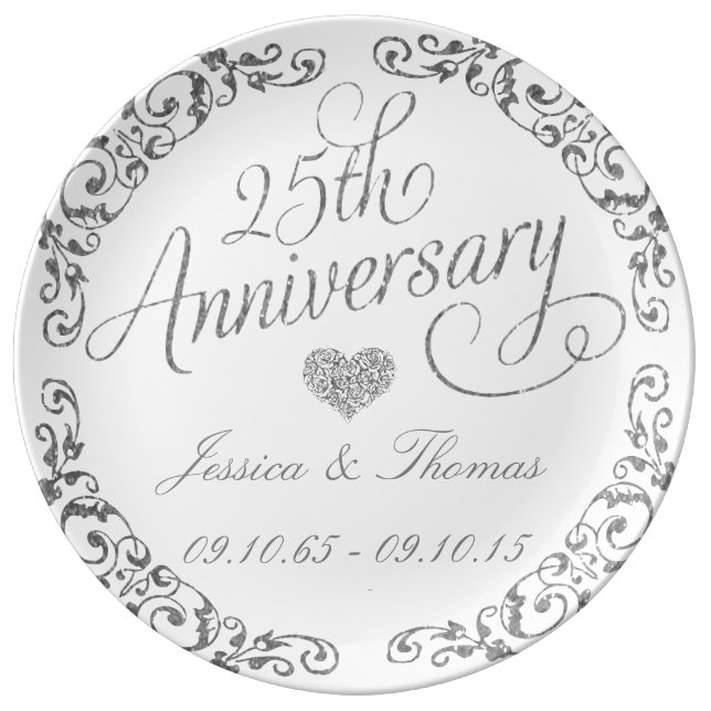 25th Silver Wedding Anniversary Decorative Plate (Front)